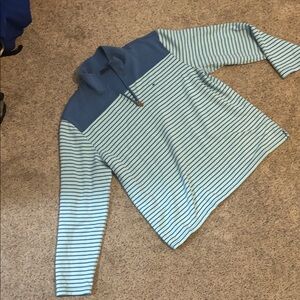 Crown & Ivy Blue and White Striped Quarter-Zip